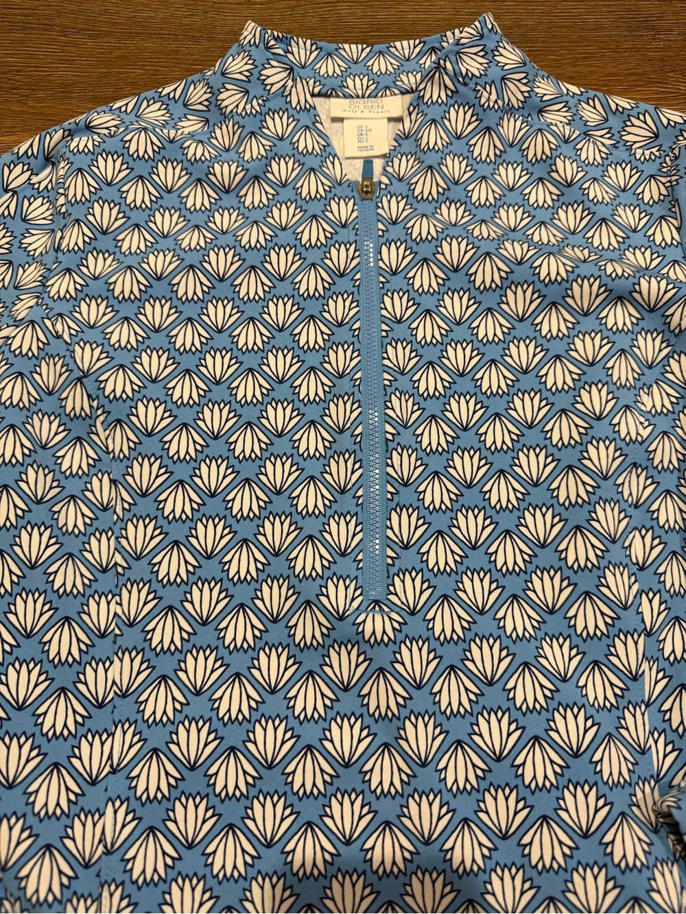 Sigrid Olsen Golf & Tennis Blue Floral Quarter Zip Pullover Top Size Small - Picture 4 of 8